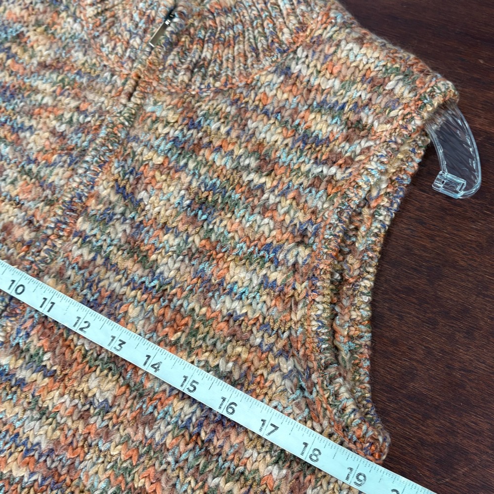 Vintage Wool Blend Marled Zip Sweater Vest Womens M Grandpa Rustic Earthy Fall - Picture 8 of 10